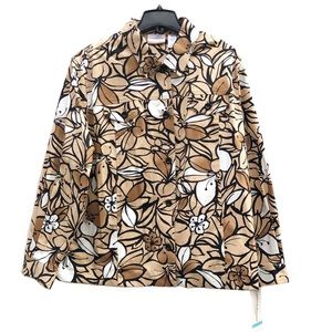 NWT Alfred Dunner Floral Khaki Beautiful Button Down Plus Size Blazer Jacket 20W